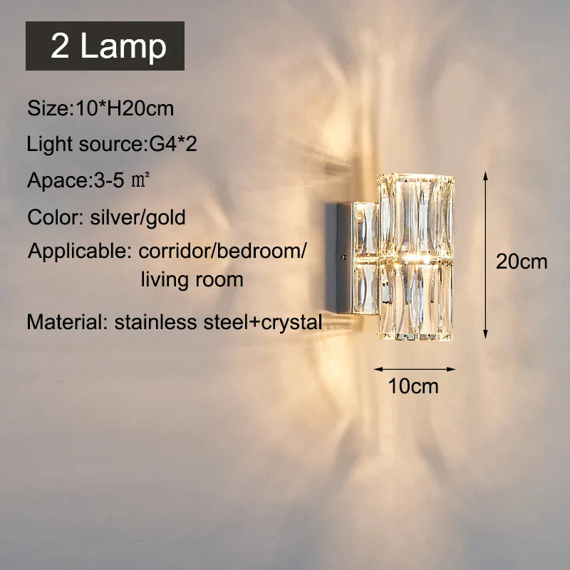 Afralia™ Crystal LED Wall Lamp for TV Bedside Villa Aisle Porch