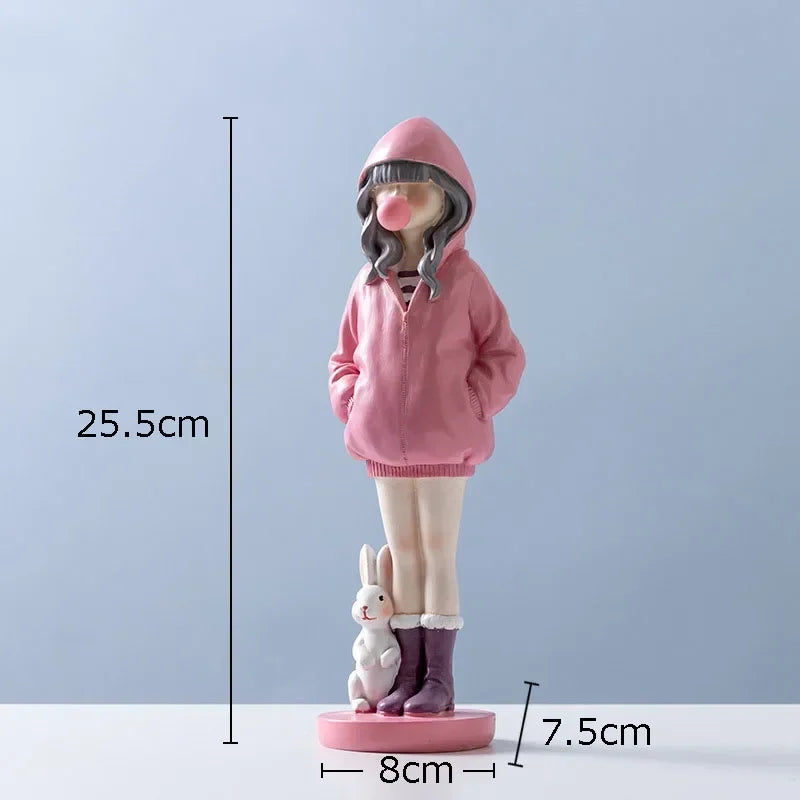 Afralia™ Modern Girl Resin Statue Decor Figure Sculpture Home Ornament