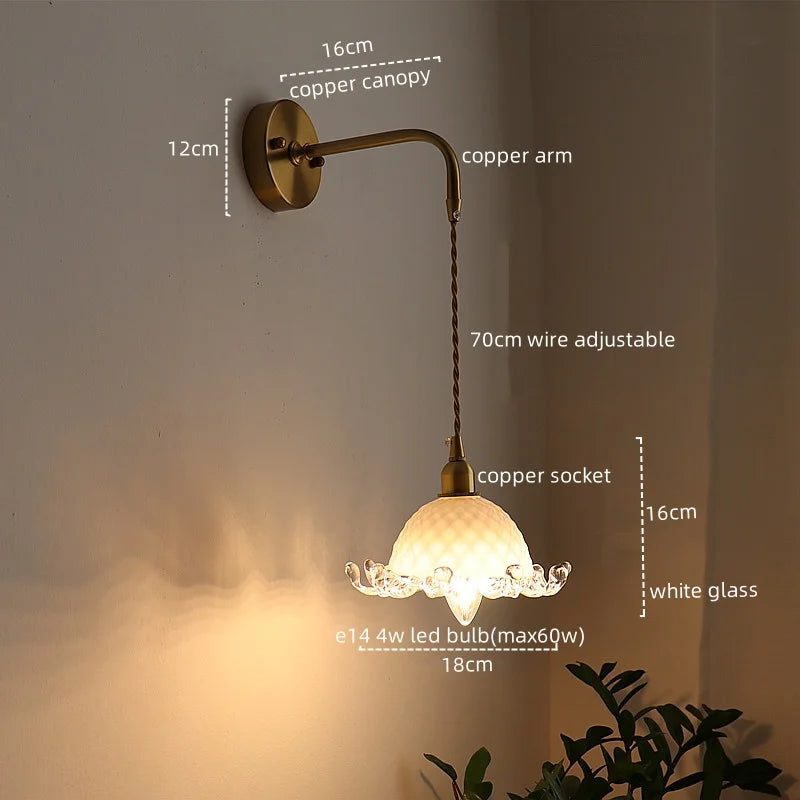 Afralia™ LED Copper Wall Light: Modern Nordic Interior Lamp for Bedroom, Bathroom, and Balcony