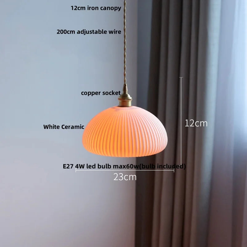 Afralia™ Ceramic LED Pendant Lamp, Modern Nordic Design, Adjustable 2m Wire, White Finish
