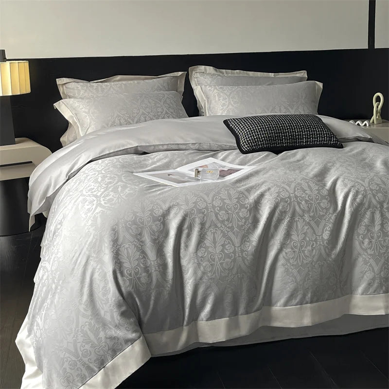 Afralia™ Jacquard Bedding Set - Lyocell Cotton Bed Linens, Sheet, Pillowcase, Quilt Cover