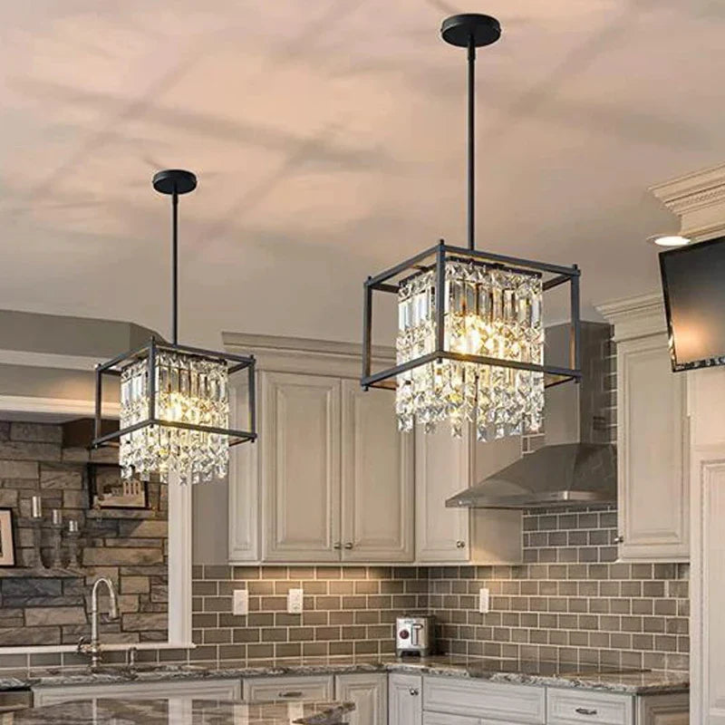 Afralia™ Modern K9 Crystal Chandelier Ceiling Hanging Lamp for Living Room Bedroom