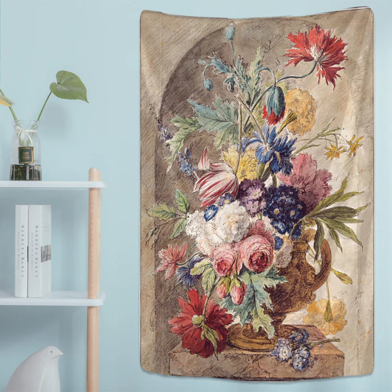 Afralia™ Court Style Floral Oil Painting Tapestry Wall Hanging Home Decor