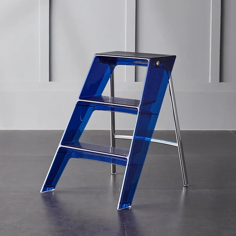 Afralia™ Portable Telescopic 3-Step Acrylic Folding Ladder