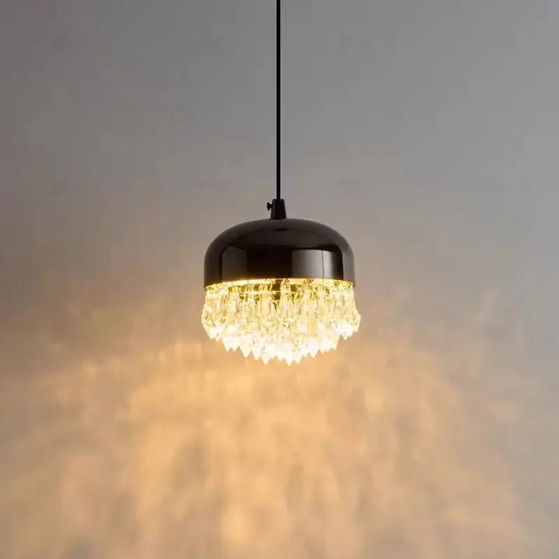 Afralia™ Crystal Tassel Chandelier for Bedroom Dining Room Bedside Glass Pendant Light