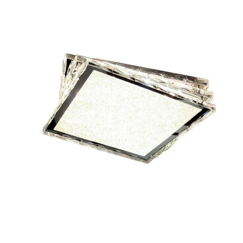 Afralia™ Crystal Ceiling Lamp: Modern Gold Light Luxury LED Square Chrome Indoor Lighting