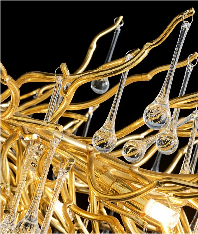 Afralia™ Golden Branch Crystal Chandelier for Modern Luxury Living Room & Hotel Lobby Decor