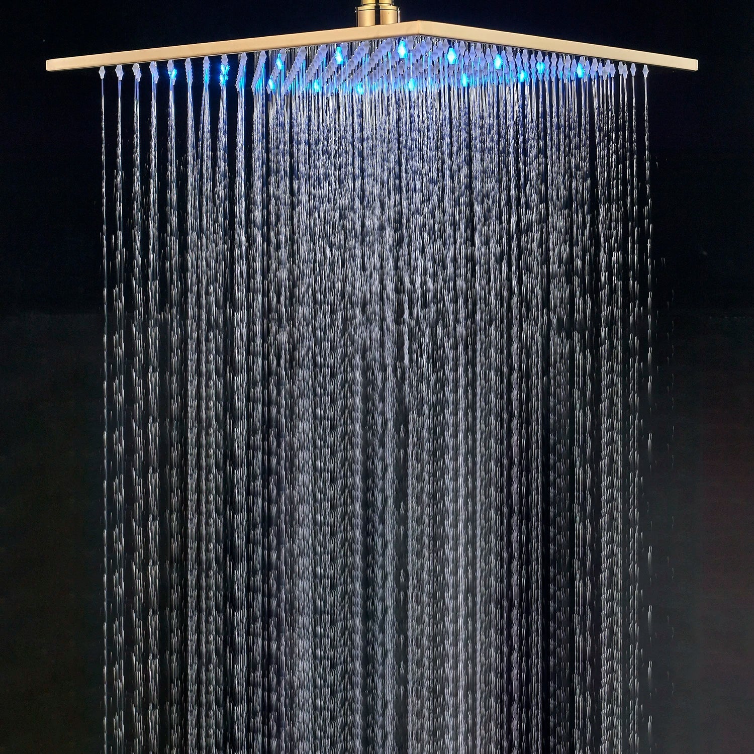 Afralia™ Gold LED Square Rainfall Shower Head for Bathroom Faucet - Top Sprayer