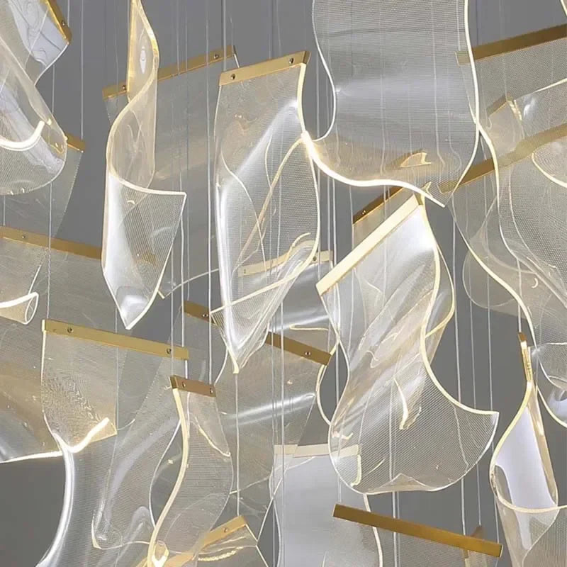 Afralia™ Luxury Acrylic LED Chandelier for Living Room Staircase - Modern Gold Hanging Lamps