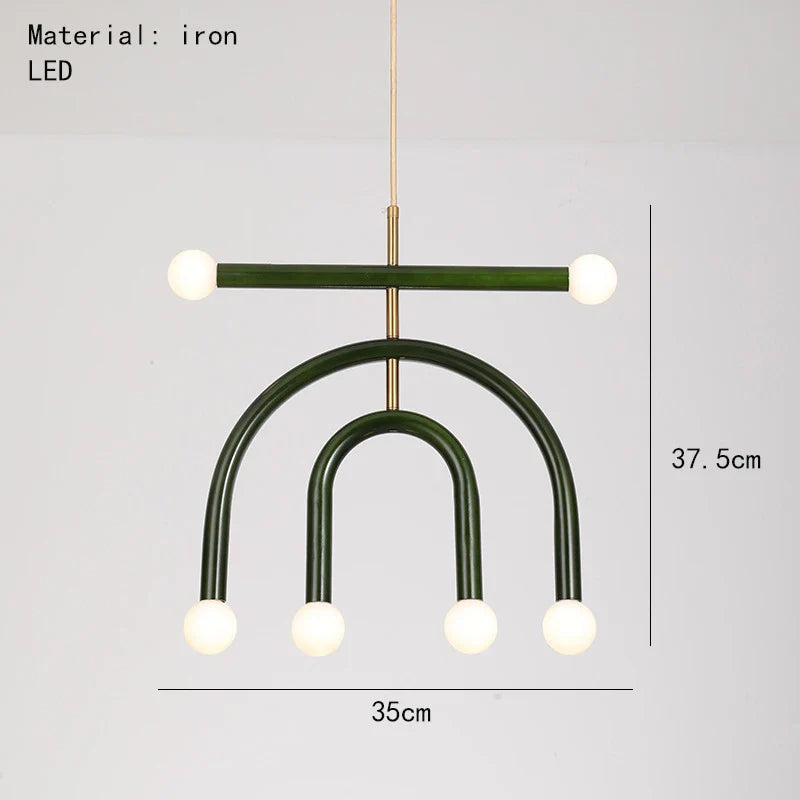 Afralia™ Rainbow LED Metal Chandelier Pendant Light for Bedroom Dining Room