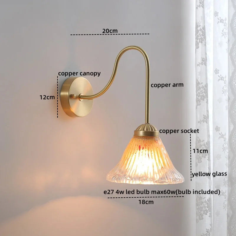 Afralia™ Copper Glass LED Wall Lamp for Nordic Modern Home Decor