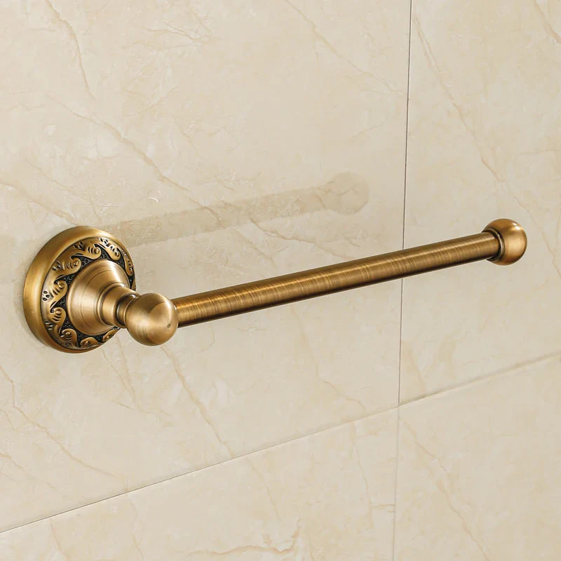 Afralia™ Aluminium Wall Mounted Round Towel Holder in Antique Brass - Classic Bathroom Accessories