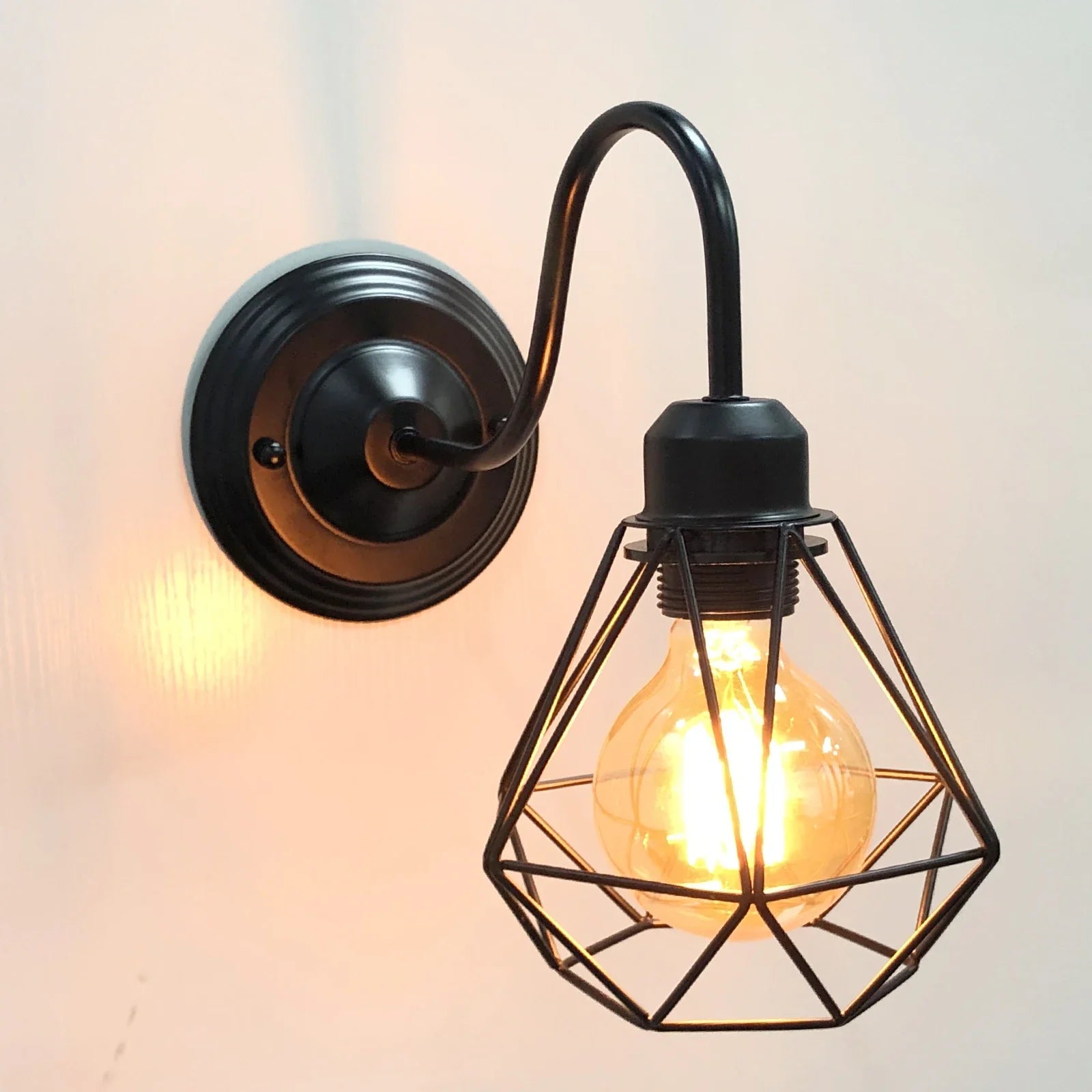 Afralia™ Industrial Cage Wall Lamp Vintage Retro Loft LED Sconce E27