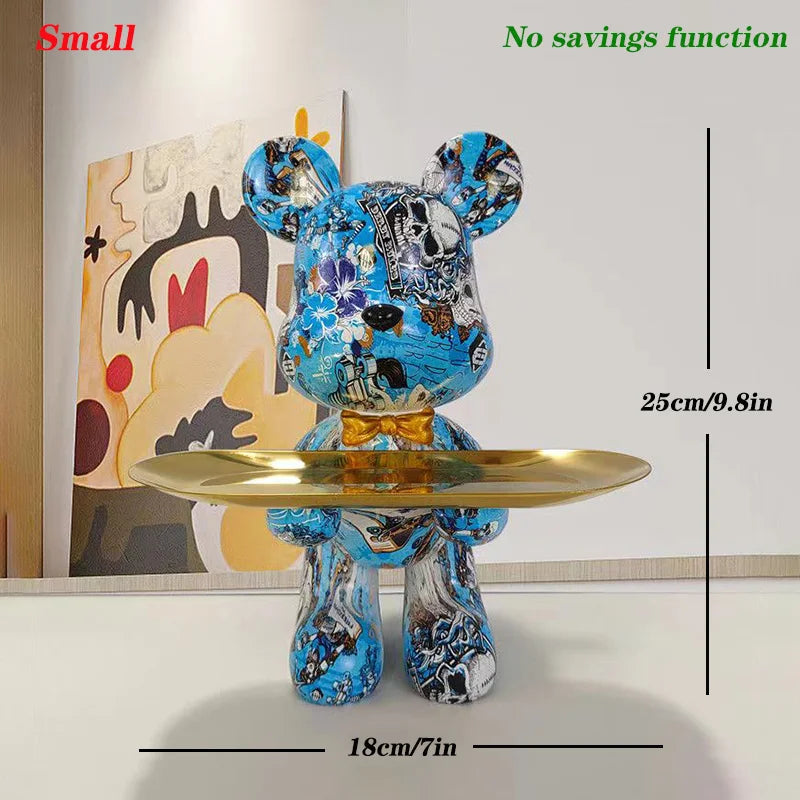 Afralia™ Graffiti Bear Figurine: Modern Table Decor & Key Storage Sculpture