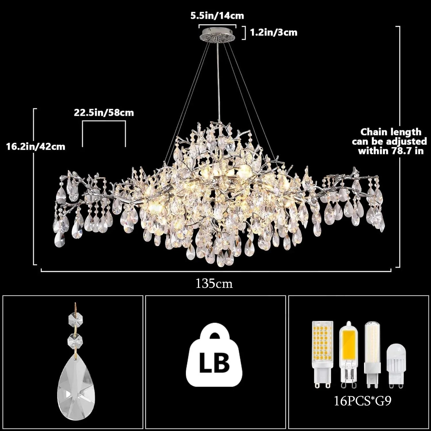 Afralia™ Modern Crystal Branch Chandelier for Living Room and Dining Room