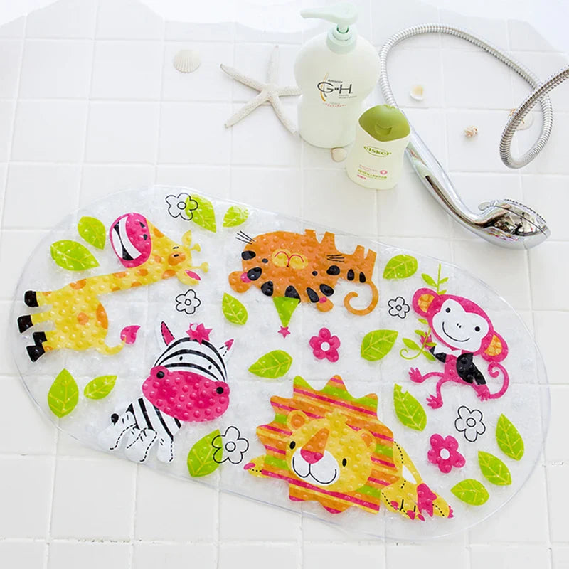 Afralia™ Cartoon Non-Slip Bathroom Mat with Suction Cup for Child Bathtub Eco-Friendly