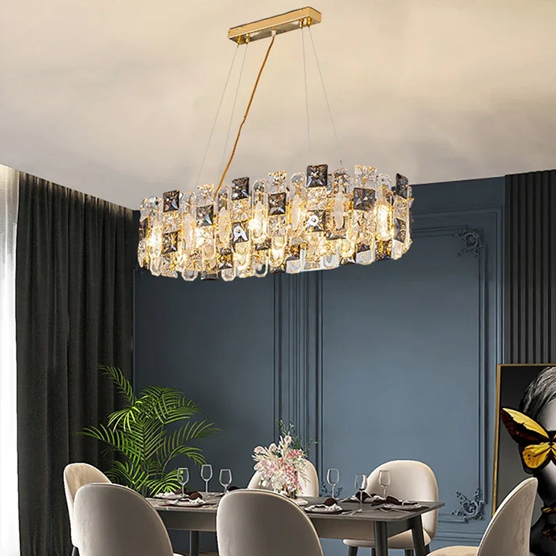 Afralia™ Crystal Pendant Chandelier for Modern Living Room and Restaurant Lighting