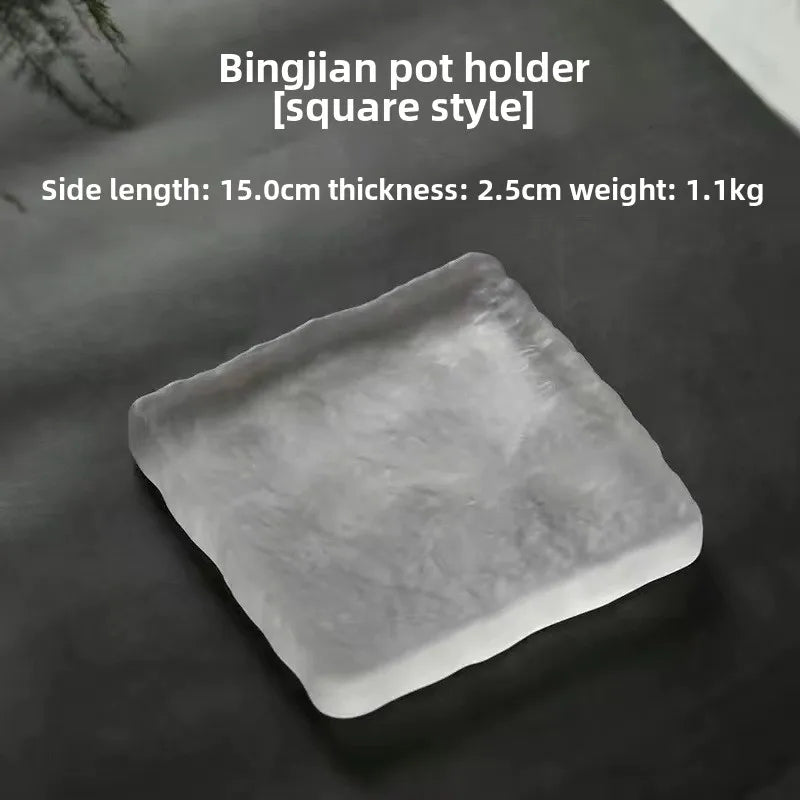 Afralia™ Crystal Glass Coaster, Minimalist Jewelry Display Panel, Japanese Tea Plate