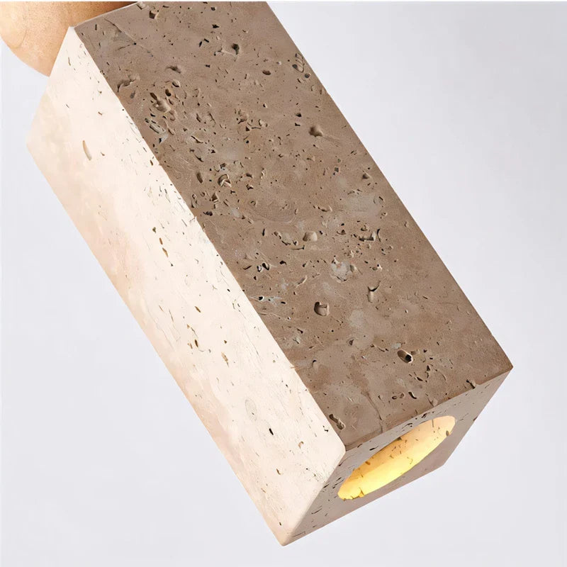 Afralia™ LED Yellow Travertine Hanging Lamp for Home Decor and Lighting Fixtures
