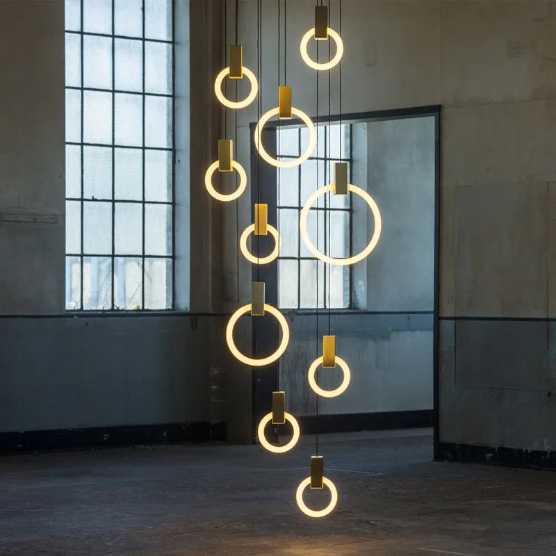 Afralia™ LED Wooden Staircase Chandelier Ceiling Lights - Modern Hanging Pendant Lamps