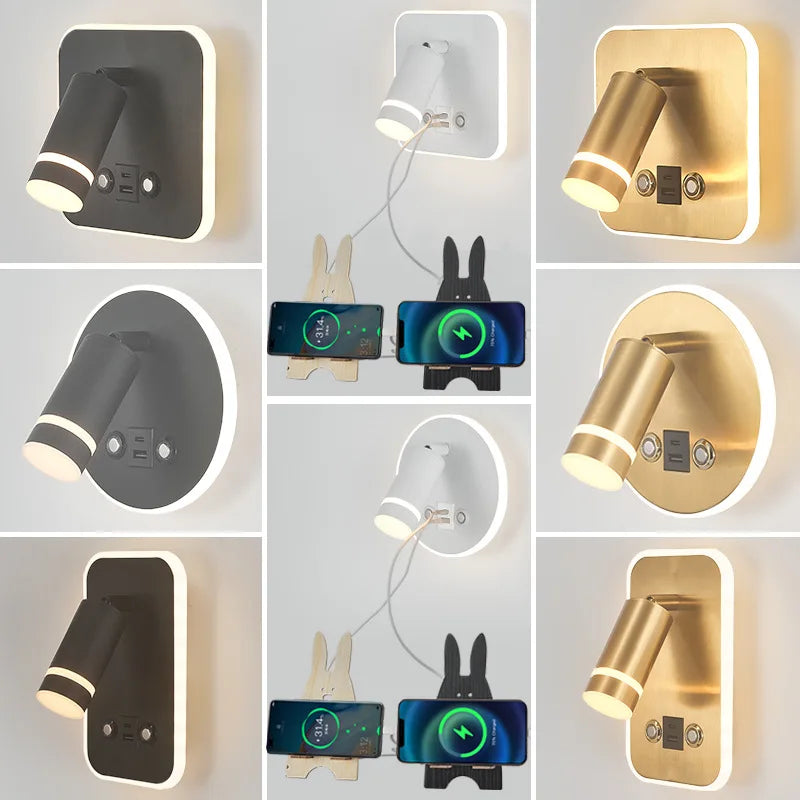 Afralia™ Wall Lamp: USB Charging, Bedside Lighting for Bedroom, Living Room, Hotel, Dining Room