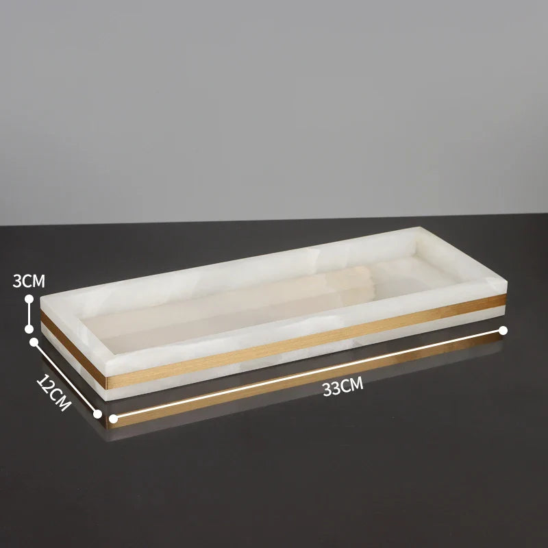 Afralia™ White Onyx Marble Bathroom Set Gold Luxury Soap Dispenser Toothbrush Holder