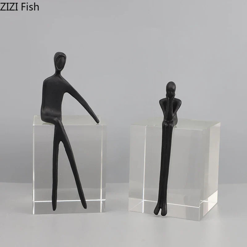 Afralia™ Abstract Character Sculpture with Crystal Base for Modern Room Decor