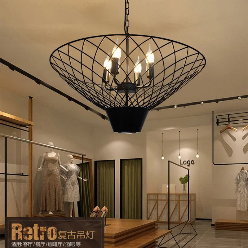 Afralia™ Industrial Barbecue Restaurant Plant Light - Round Table Decorative Pendant