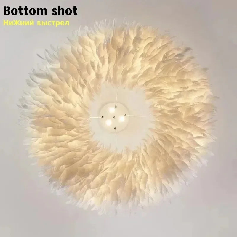 Afralia™ Nordic Feather Pendant Chandelier for Bedroom Kitchen Dining Room