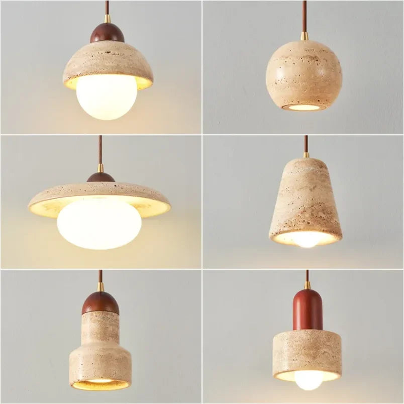 Afralia™ Elegant Wabi Sabi Travertine Pendant Lamp for Dining Desk & Kitchen Island