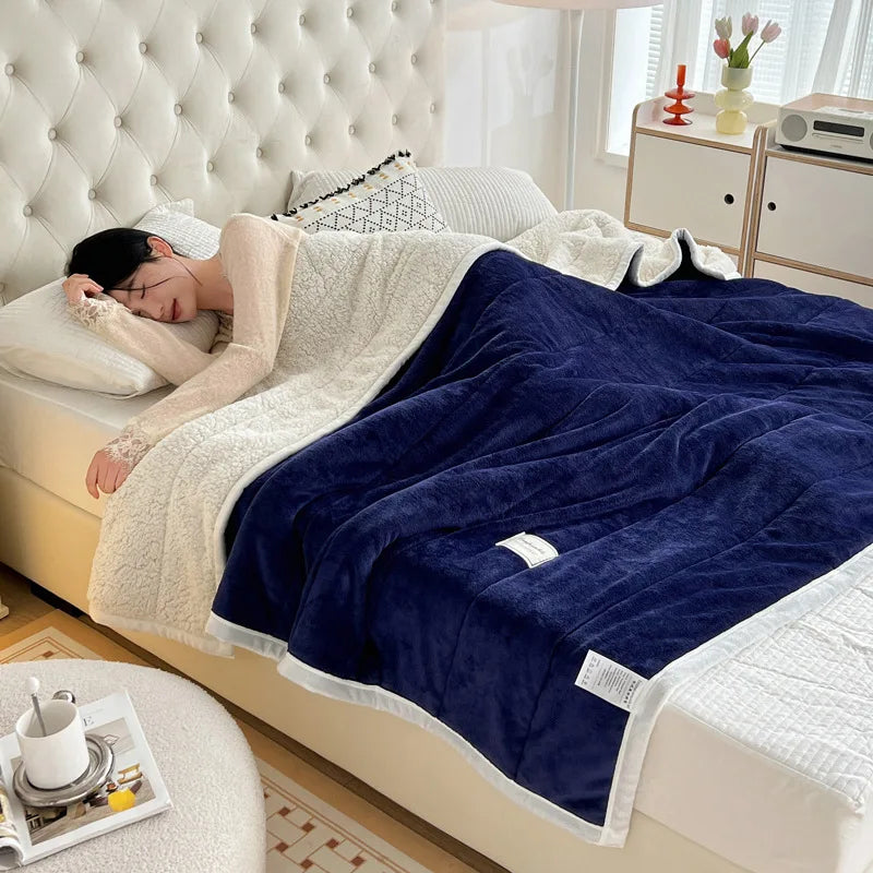 Afralia™ Cozy Imitation Lamb's Wool Blanket - Warmth for Beds, Adults & Kids