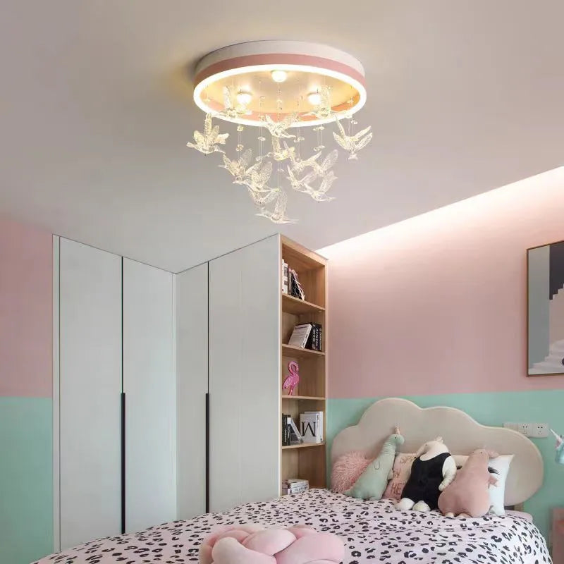 Afralia™ Flying Bird Ceiling Light: Fashionable and Romantic Kid's Room Decor Lamp