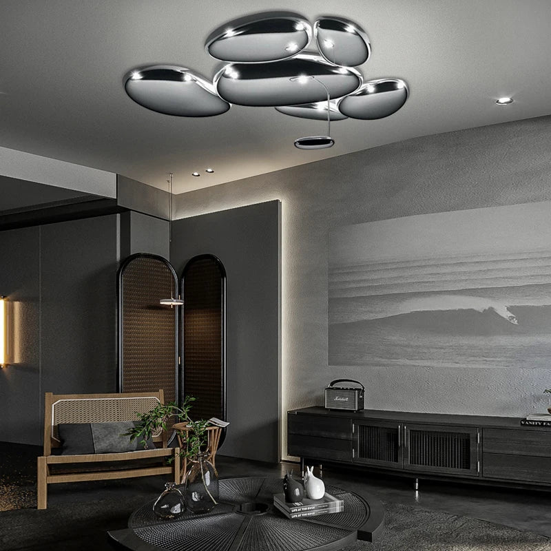 Afralia™ Modern Silver LED Ceiling Chandeliers Luxury Indoor Lighting Fixture