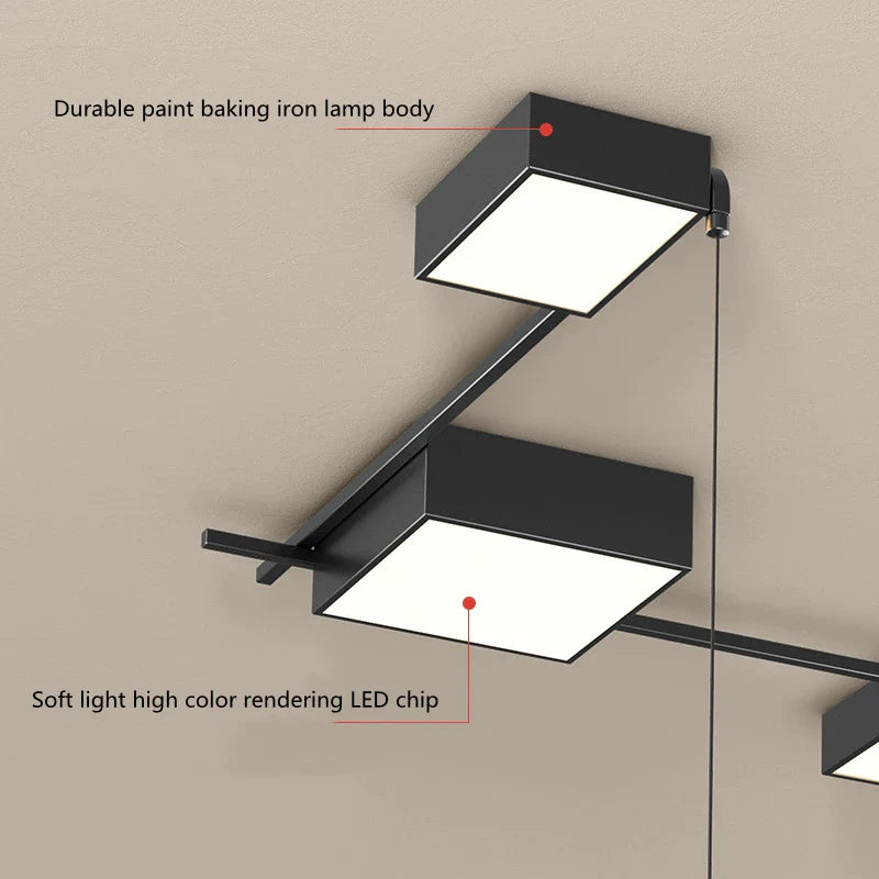 Afralia™ Modern Black LED Ceiling Chandelier for Living Room Bedroom Hallway