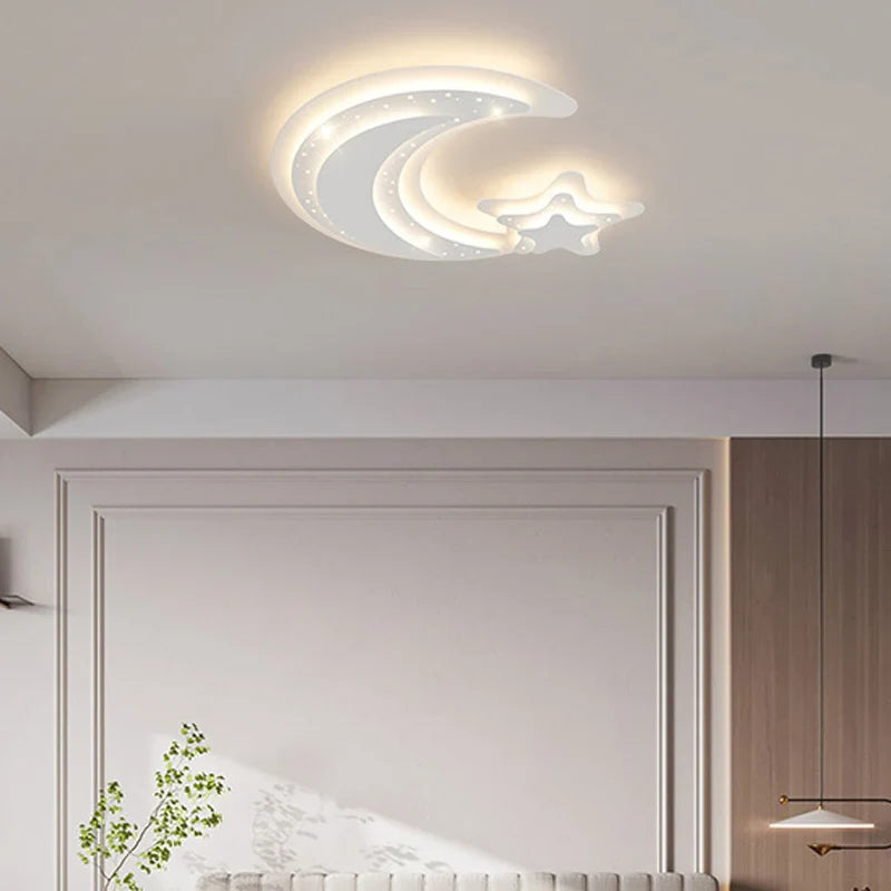 Afralia™ Star Moon LED Ceiling Lights for Living Room, Bedroom, and Kids Room