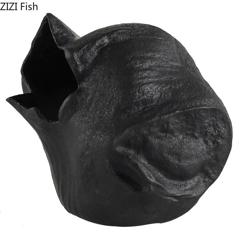 Afralia™ Black Vase Abstract Artwork Flowers Pots Desk Decoration Aesthetic Décor