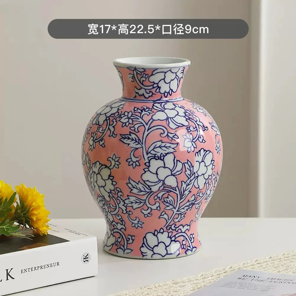Afralia™ Chinese Retro Blue & White Porcelain Vase Flower Arrangement Home Decor