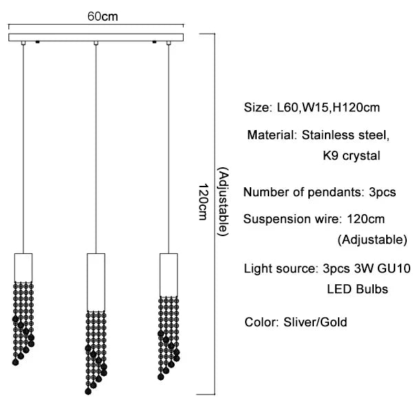 Afralia™ Long Crystal Beads Pendant Chandelier for Indoor Decorative Staircase Lighting