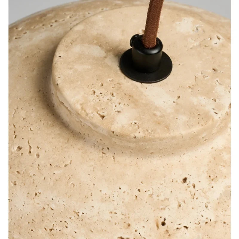 Afralia™ Wabi Sabi Yellow Travertine Stone LED Pendant Light for Living Room and Bar Counter