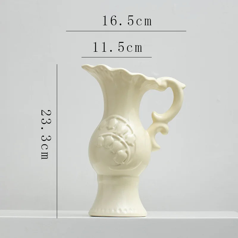 Afralia™ Tulip Flower Porcelain Vase: Retro Ceramic Teapot Style for Home Decor
