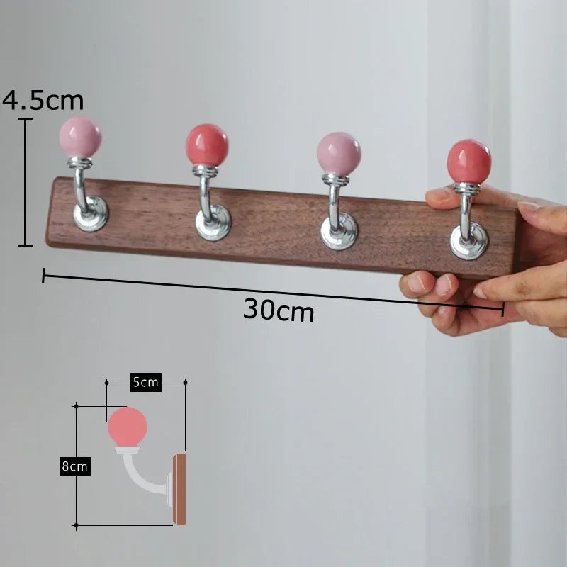 Afralia™ Walnut Wood Clothing Hat Hook Wall Storage Holder Shelf