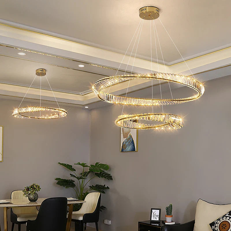 Afralia™ Crystal Chandelier: Modern Circular LED Lighting for Luxurious Living Room, Bedroom, Dining Room