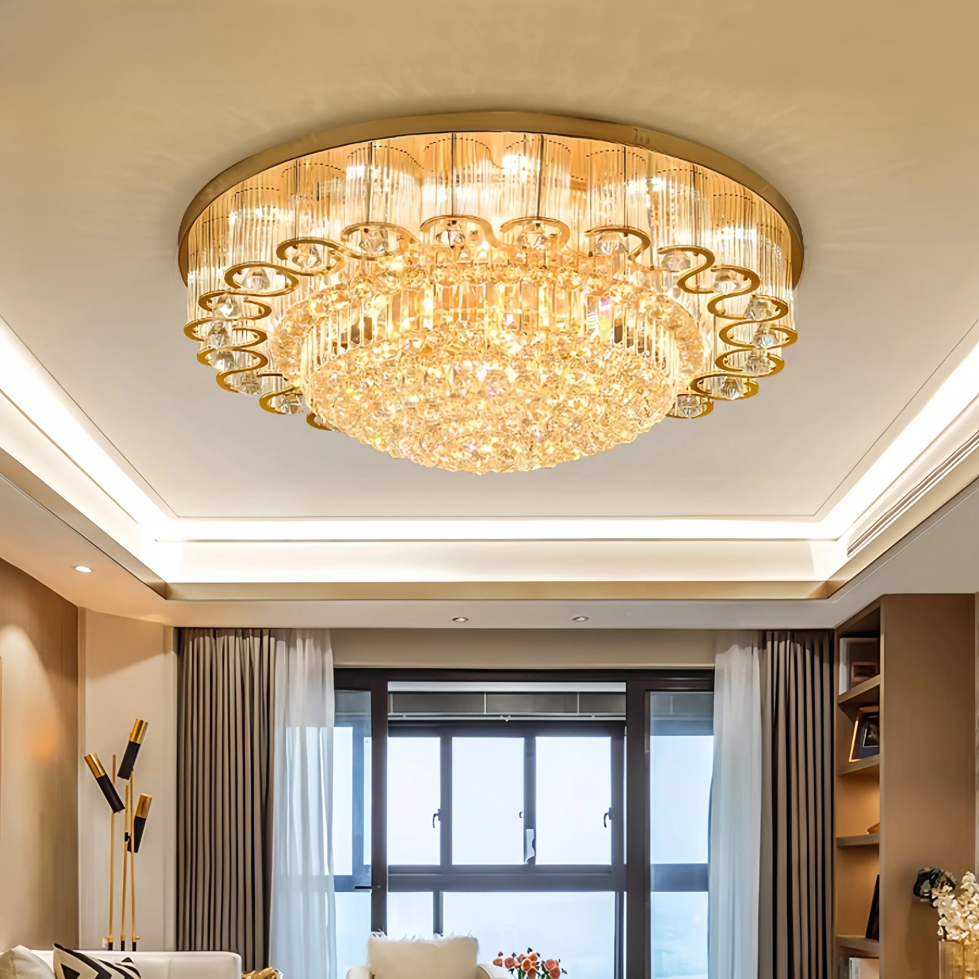 Afralia™ Crystal Led Ceiling Light Elegant European Style Minimalist Living Room Bedroom Lighting