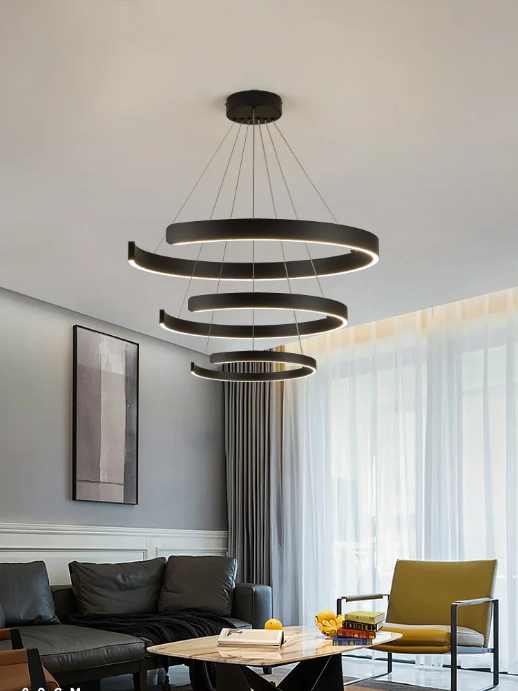 Afralia™ Round Ring LED Chandelier for Dining Room Bedroom Living Room Modern Nordic Decor