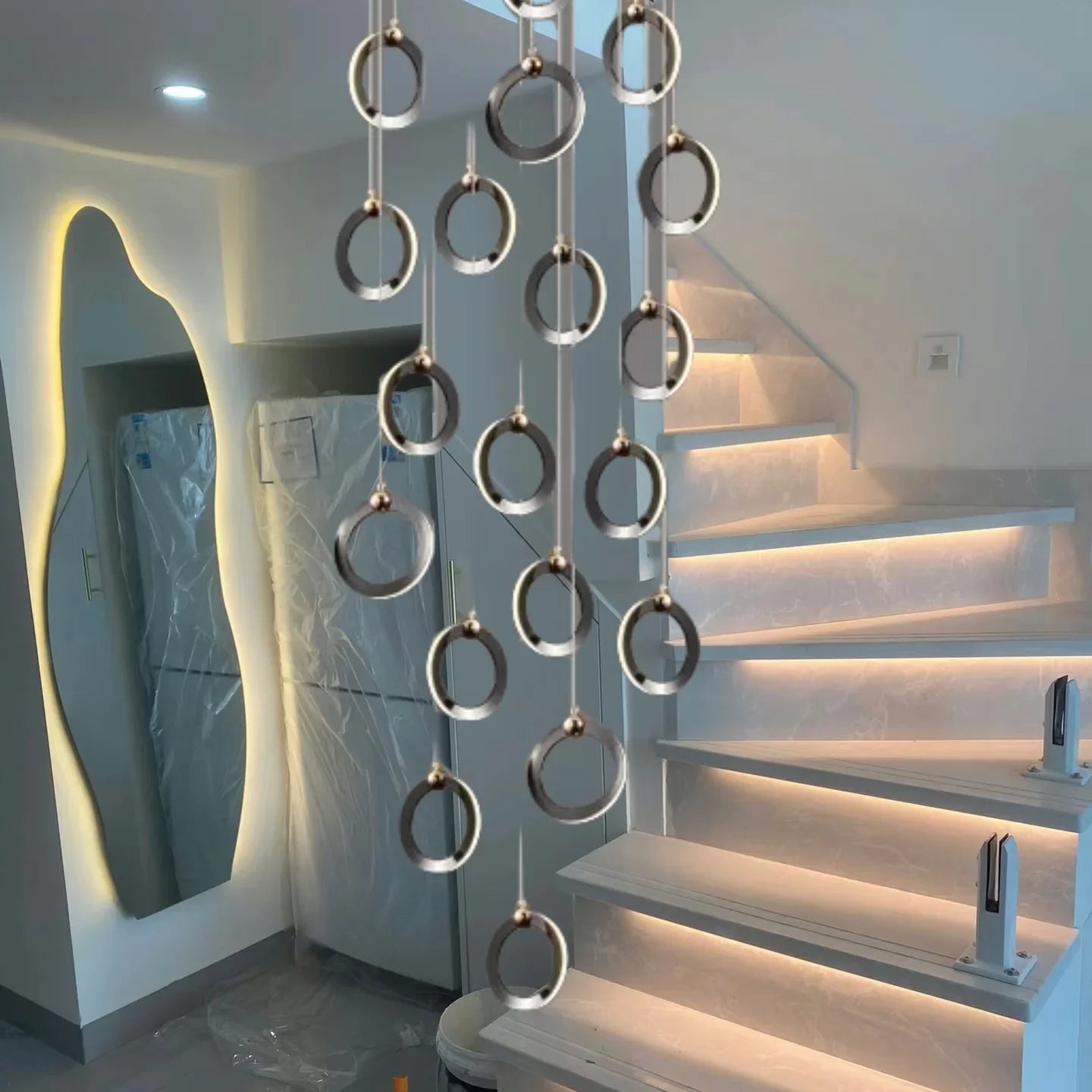 Afralia™ Modern Black Gold Chandelier for Loft Living Room - Luxury Minimalist Lighting