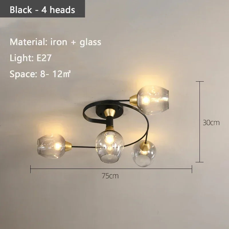 Afralia™ Nordic Glass Chandelier: Bedroom Dining Room Pendant Light Luminaires