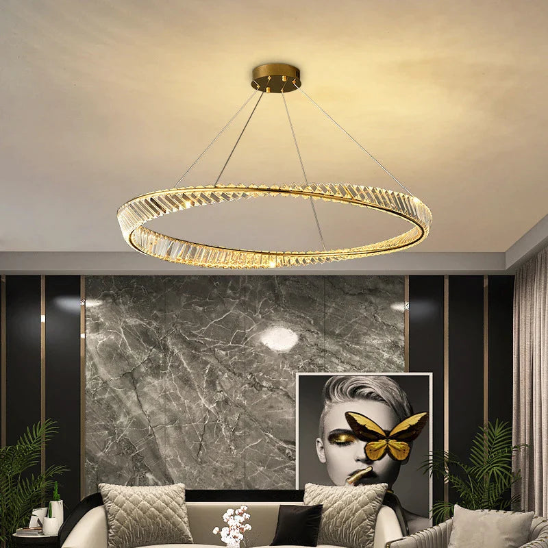 Afralia™ Luxury Crystal LED Chandeliers Stainless Steel Pendant Lighting Fixtures