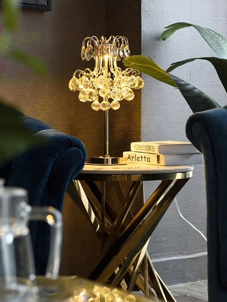 Afralia™ Crystal Table Lamp: Nordic Luxury LED Touch Dimming, Modern Bedroom Bedside Lighting