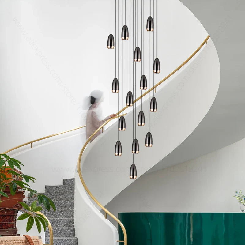 Afralia™ Modern LED Mini Chandelier for Penthouse Villa Kitchen Living Room & Staircase