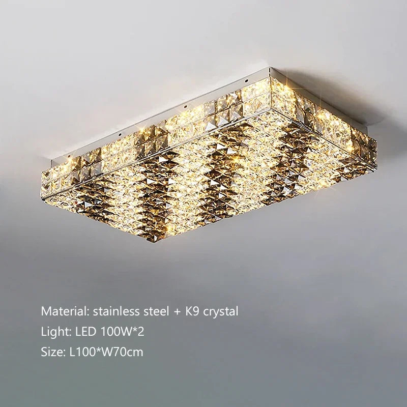 Afralia™ Crystal Led Ceiling Chandelier for Living Room Bedroom Interior Lighting